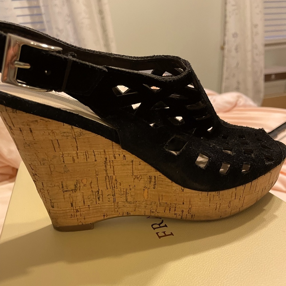 Franco Sarto black suede wedge shoes